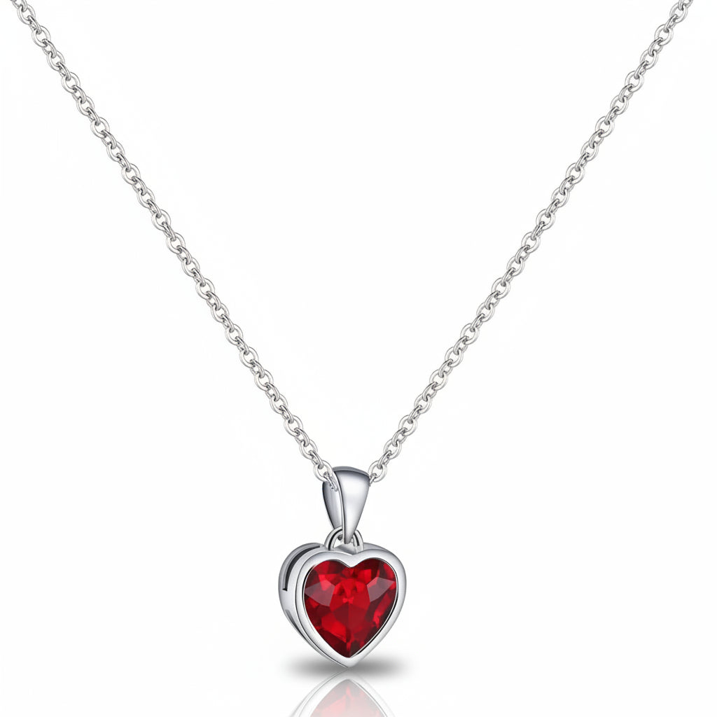 Charming Heart Pendant Necklace with Sapphire Gemstone