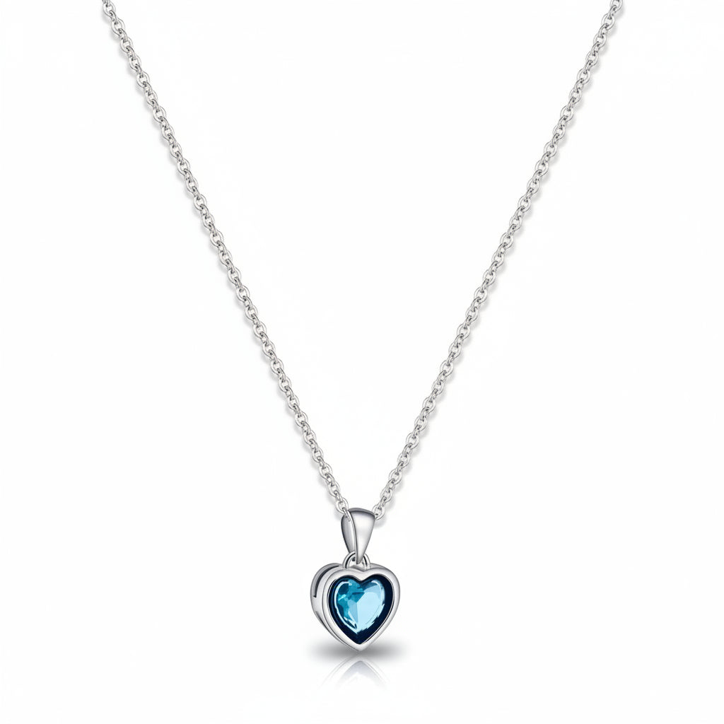 Elegant Heart Pendant Necklace with Sapphire Accent