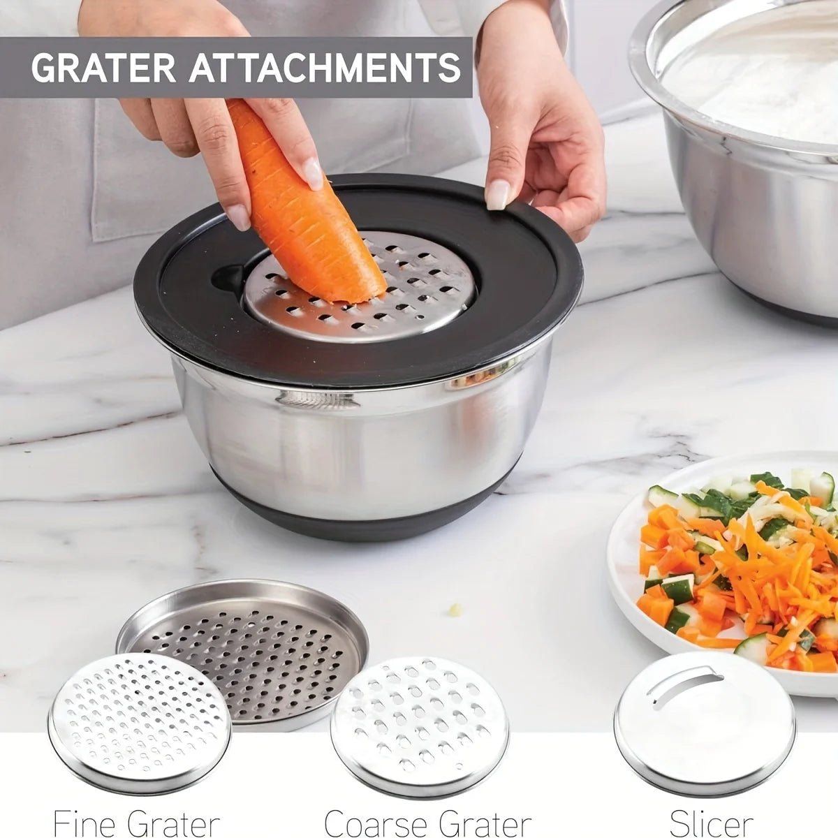 ChefPro 8-Piece Steel Mixing Bowl Set with Secure Lids