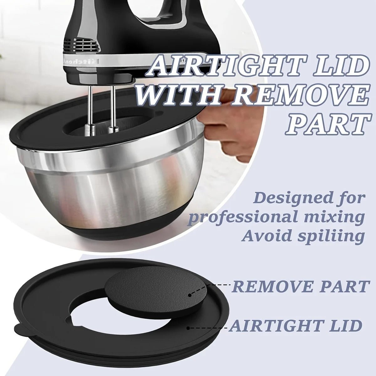 ChefPro 8-Piece Steel Mixing Bowl Set with Secure Lids