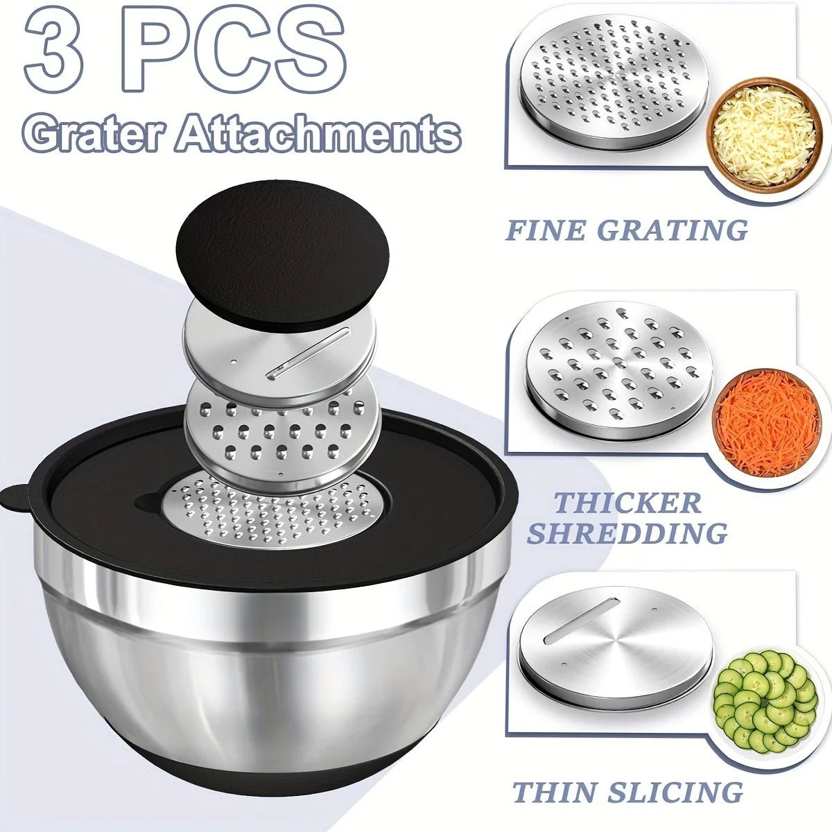 ChefPro 8-Piece Steel Mixing Bowl Set with Secure Lids