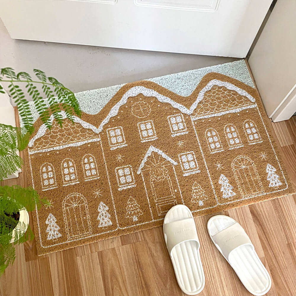 Cozy Haven Non-Slip Holiday Rug with Gingerbread Design