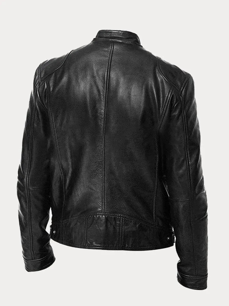 Men’s Leather Moto Jacket | Lined Interior & Adjustable Cuffs | Durable Genuine Leather | Versatile Casual & Semi-Formal Wear