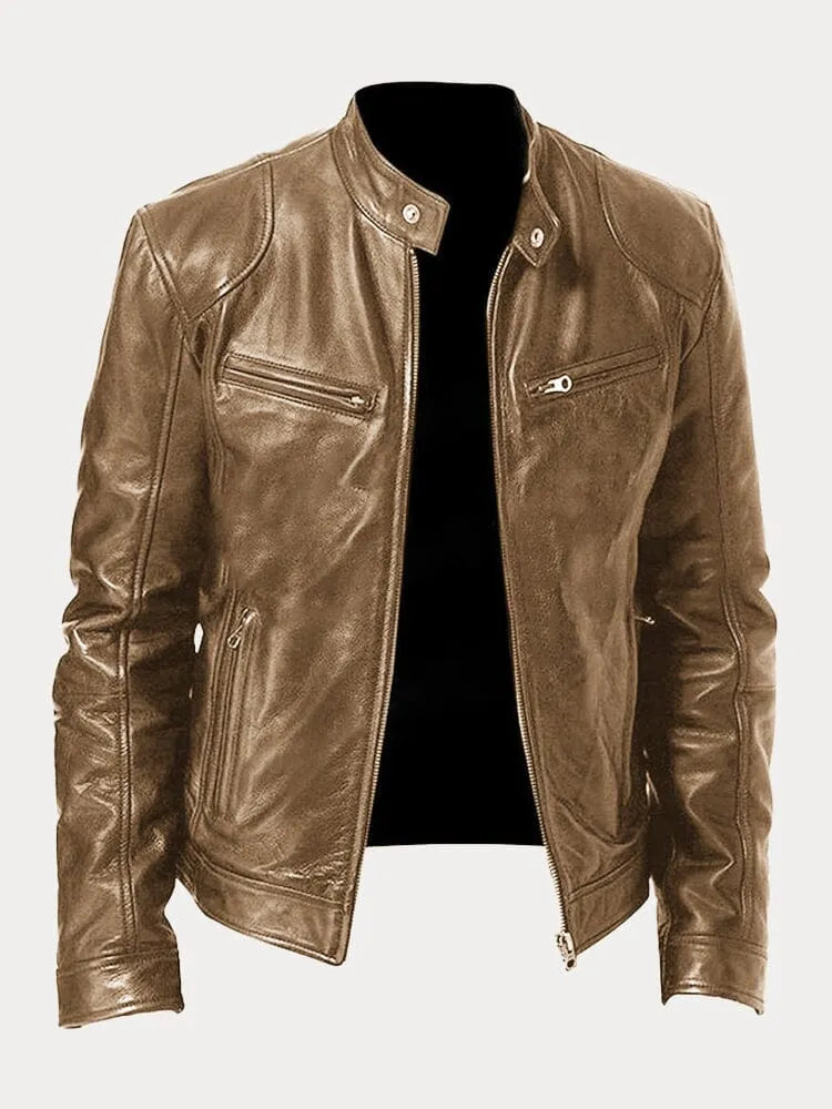 Men’s Leather Moto Jacket | Lined Interior & Adjustable Cuffs | Durable Genuine Leather | Versatile Casual & Semi-Formal Wear