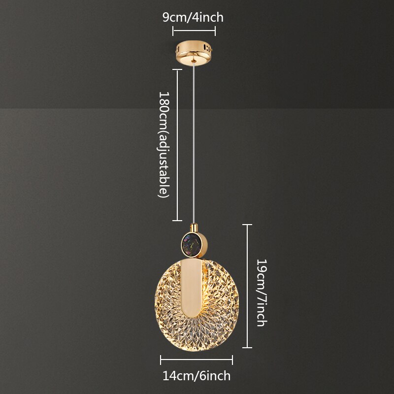 Luxe Aura Crystal Round Pendant Light Fixture