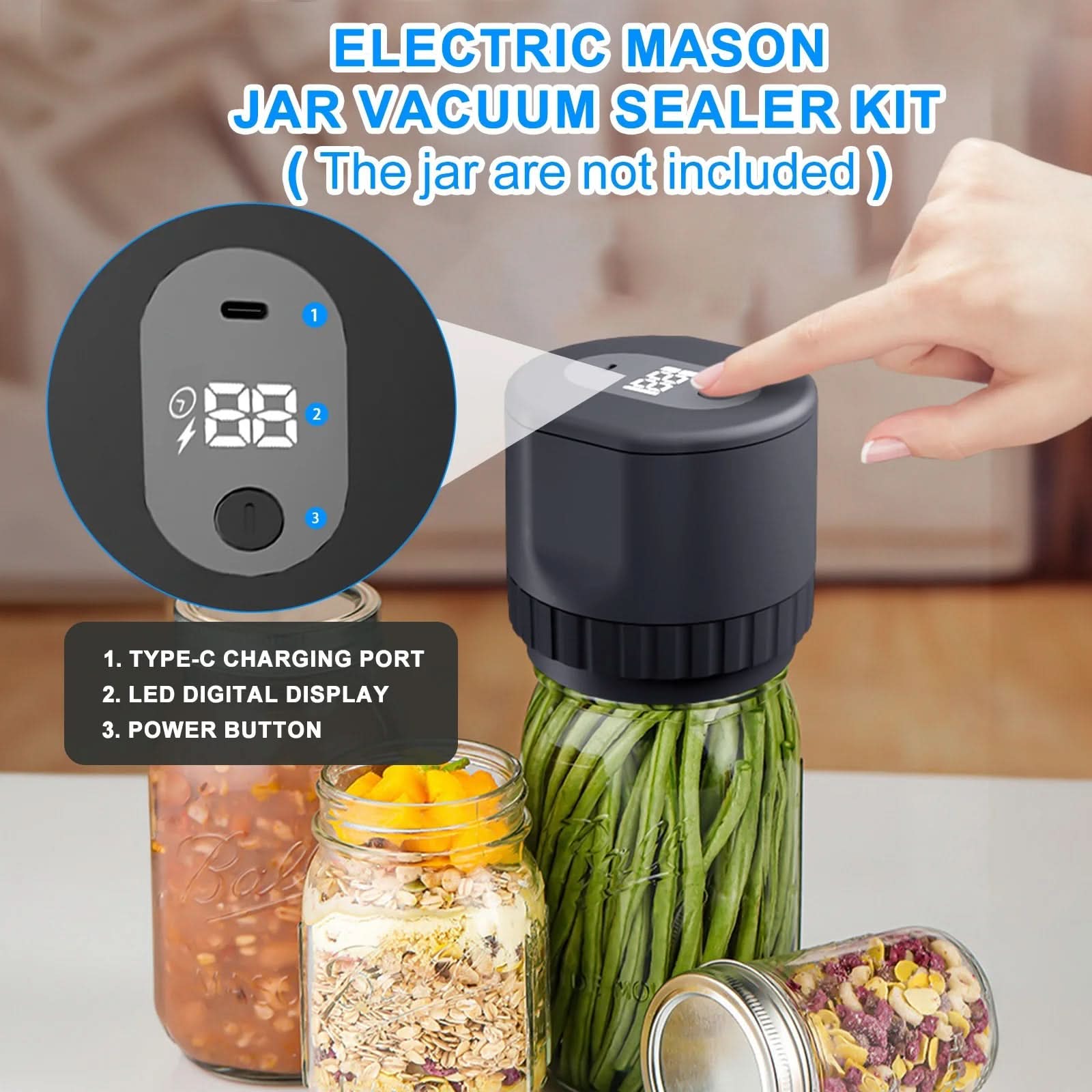 EcoSeal Portable Food Vacuum Sealer for Jars and Bottles