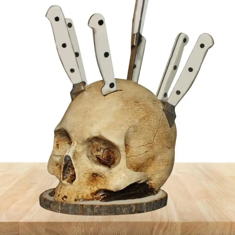 Chilling Skull Knife Stand - 7-Slot Kitchen Storage