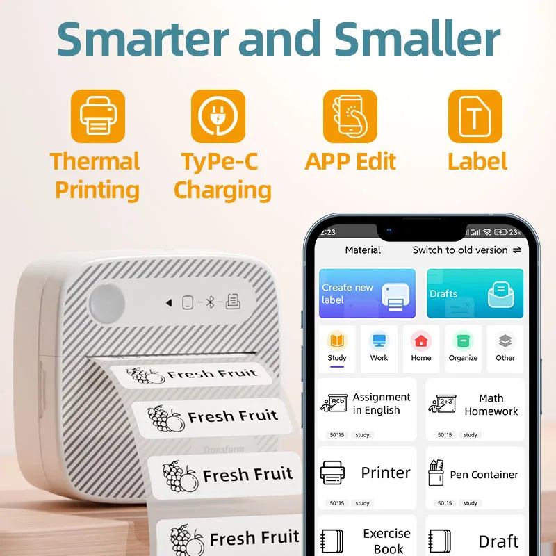 Compact Bluetooth Photo Printer for Stickers & Labels