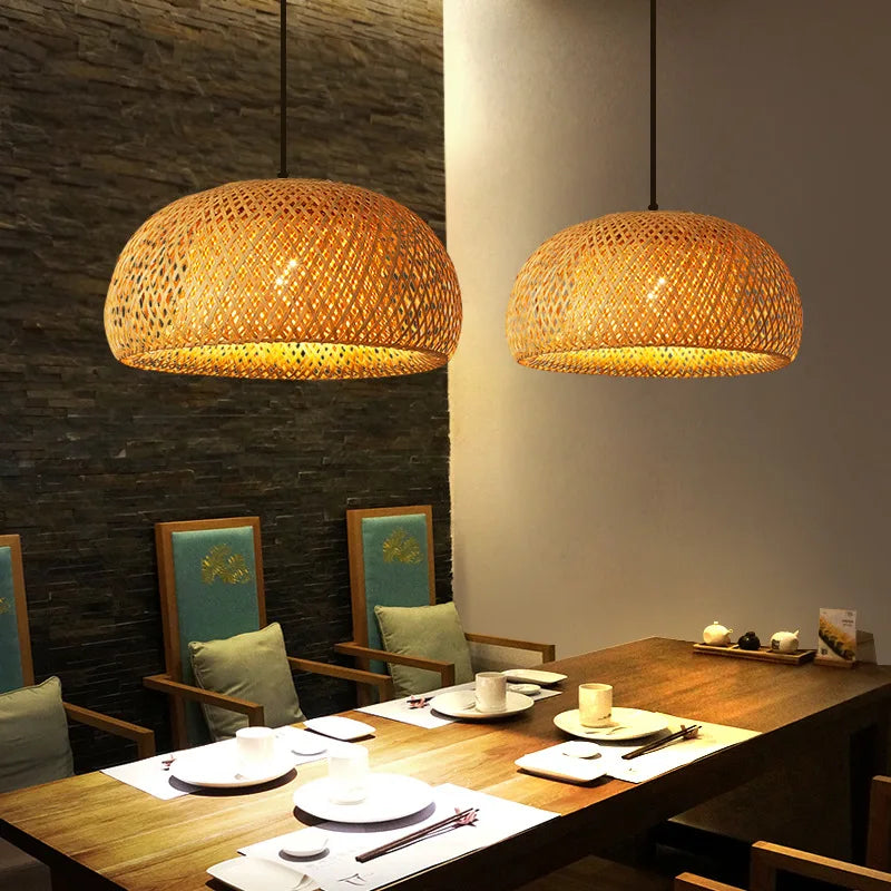 Artisan Bamboo Pendant Light - Elegant Hanging Lamp for Home & Dining