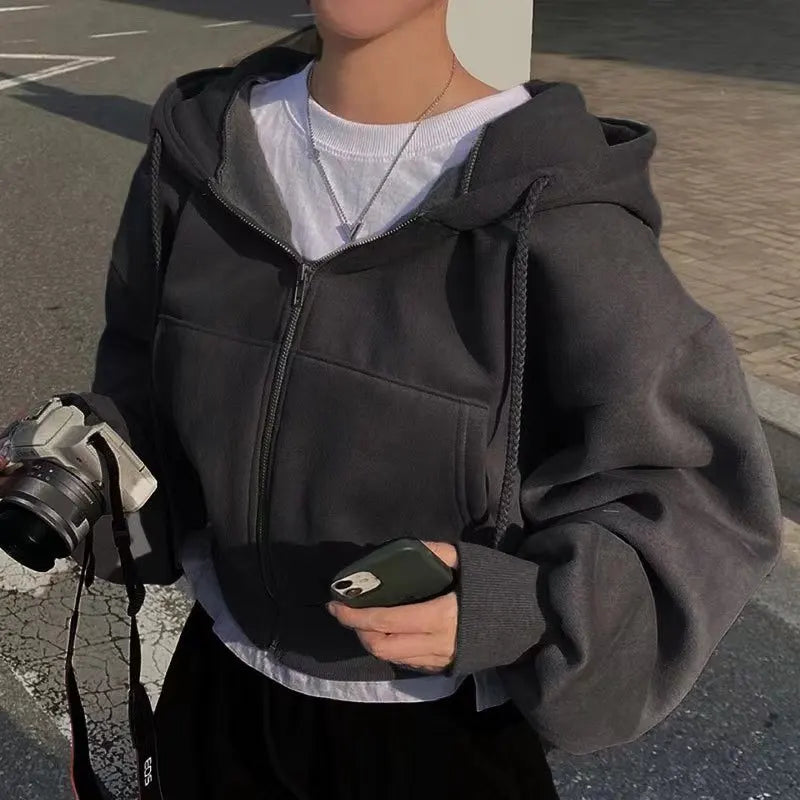 Hooded Zip-Up Hoodie | Thick Cozy Fabric | Warm & Stylish Comfort | Polyester