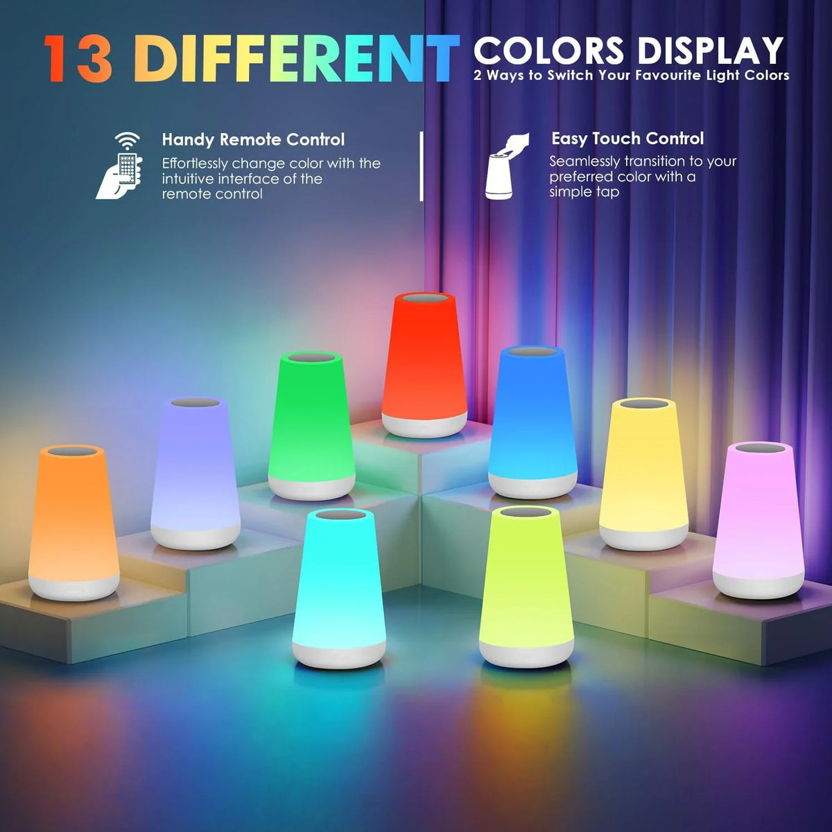 Versatile Touch-Control Dimmable LED Night Lamp with USB Charge
