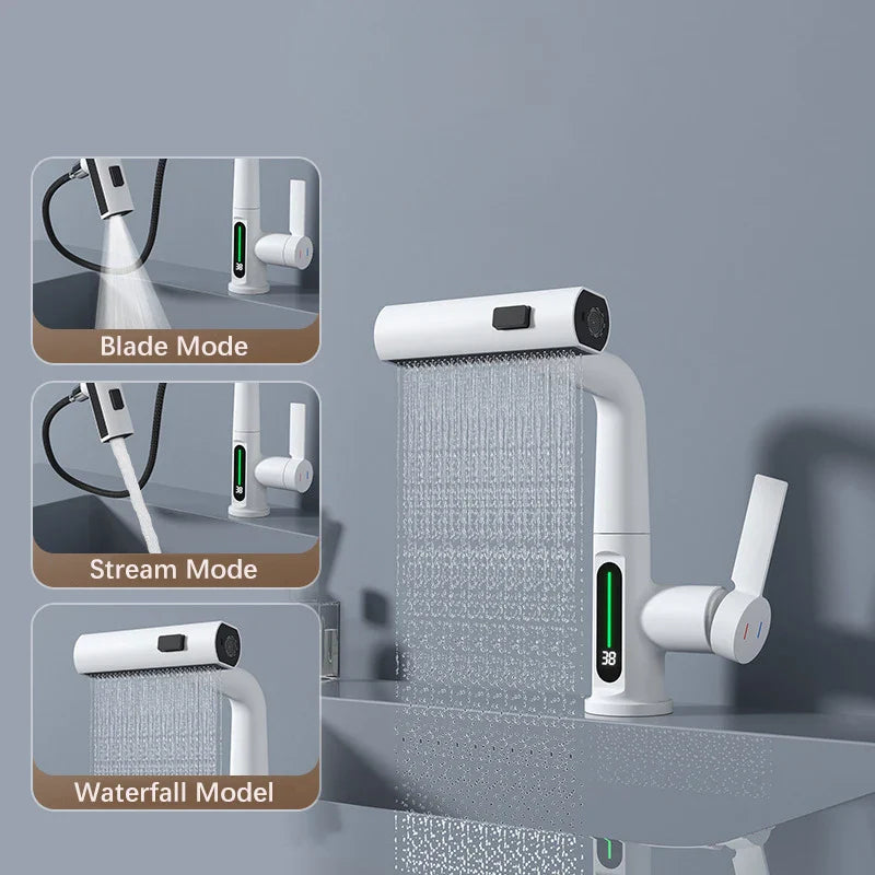 Versatile Kitchen Faucet with Digital Temperature Readout