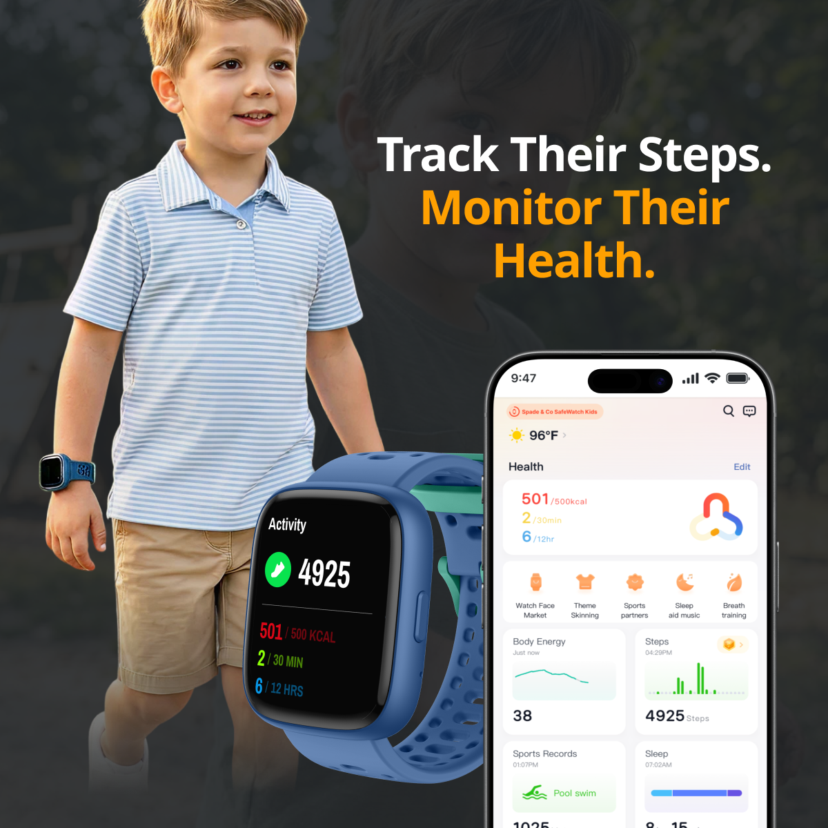 GPS Smartwatch for Children with Health Monitoring, Games & IP68 Waterproof