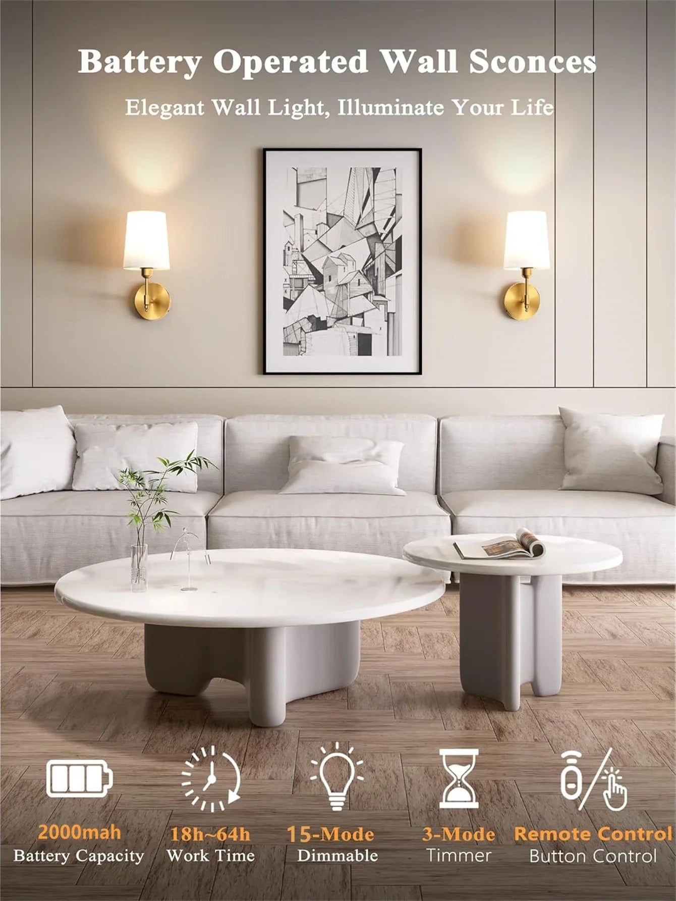 Cordless Ambient Wall Light – Rechargeable RGB Lamp with Remote Control