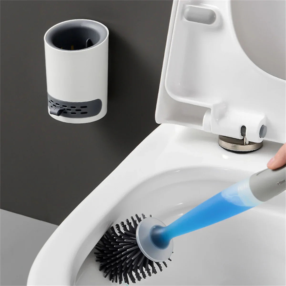 Contact-Free Silicone Toilet Brush with Soap Dispensing Feature