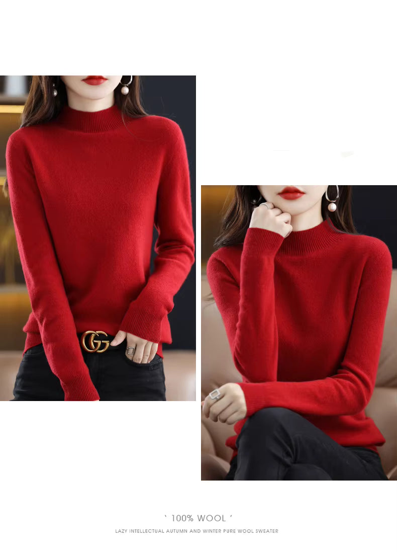 LuxeMerino Women's 100% Pure Wool Sweater for Chillier Days