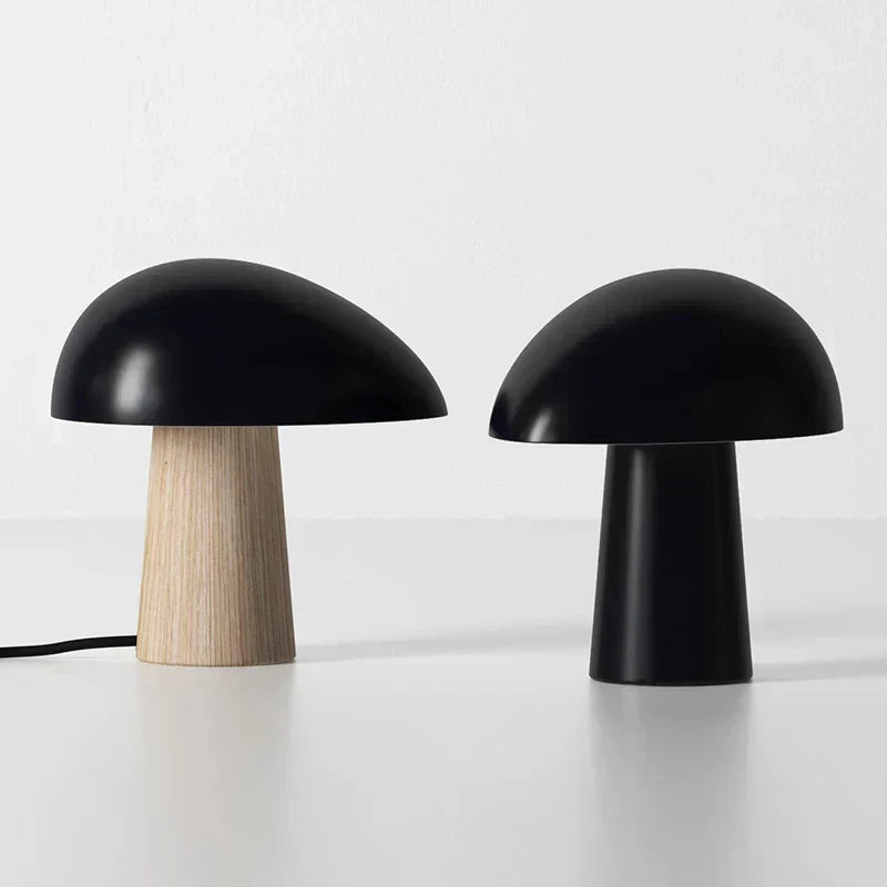 Haven Glow Mushroom Lamp with Natural Wood Finish