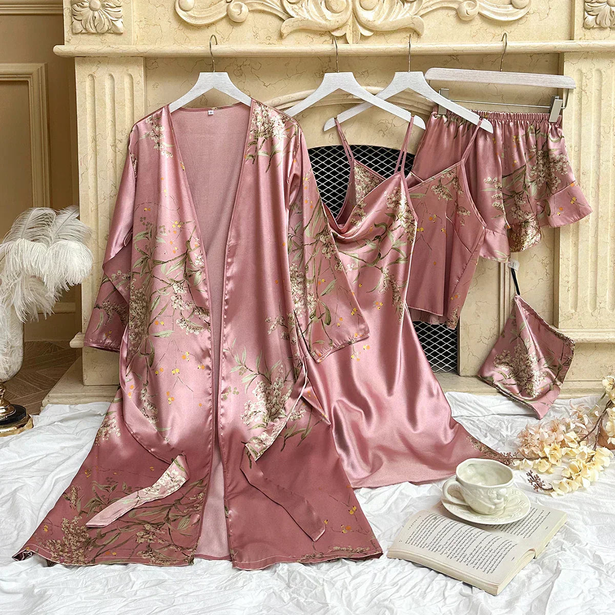 Celestial Dreams Satin Sleepwear Ensemble for Women