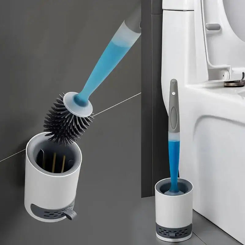 Contact-Free Silicone Toilet Brush with Soap Dispensing Feature