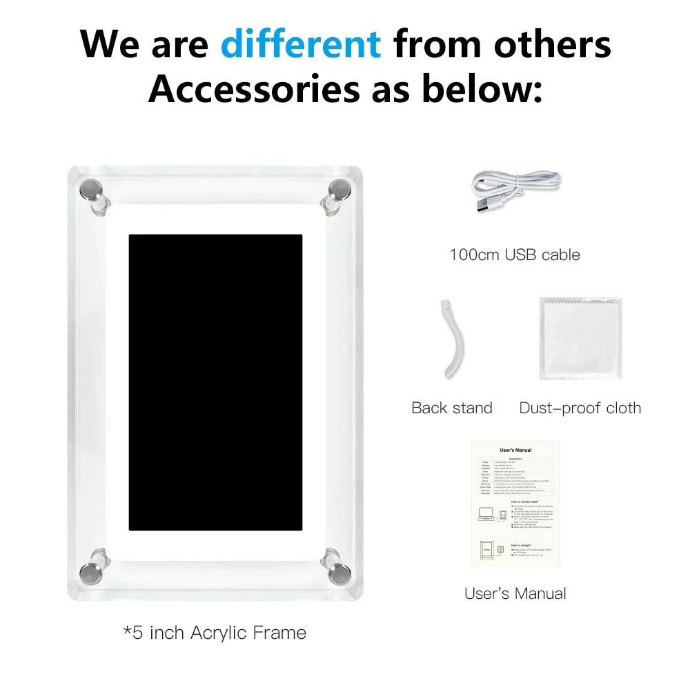 LumiView Portable Digital Photo Frame with Rechargeable Battery