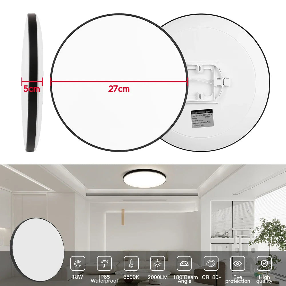 Round Ceiling Light with Motion Sensor - LED Technology for Generous Lighting