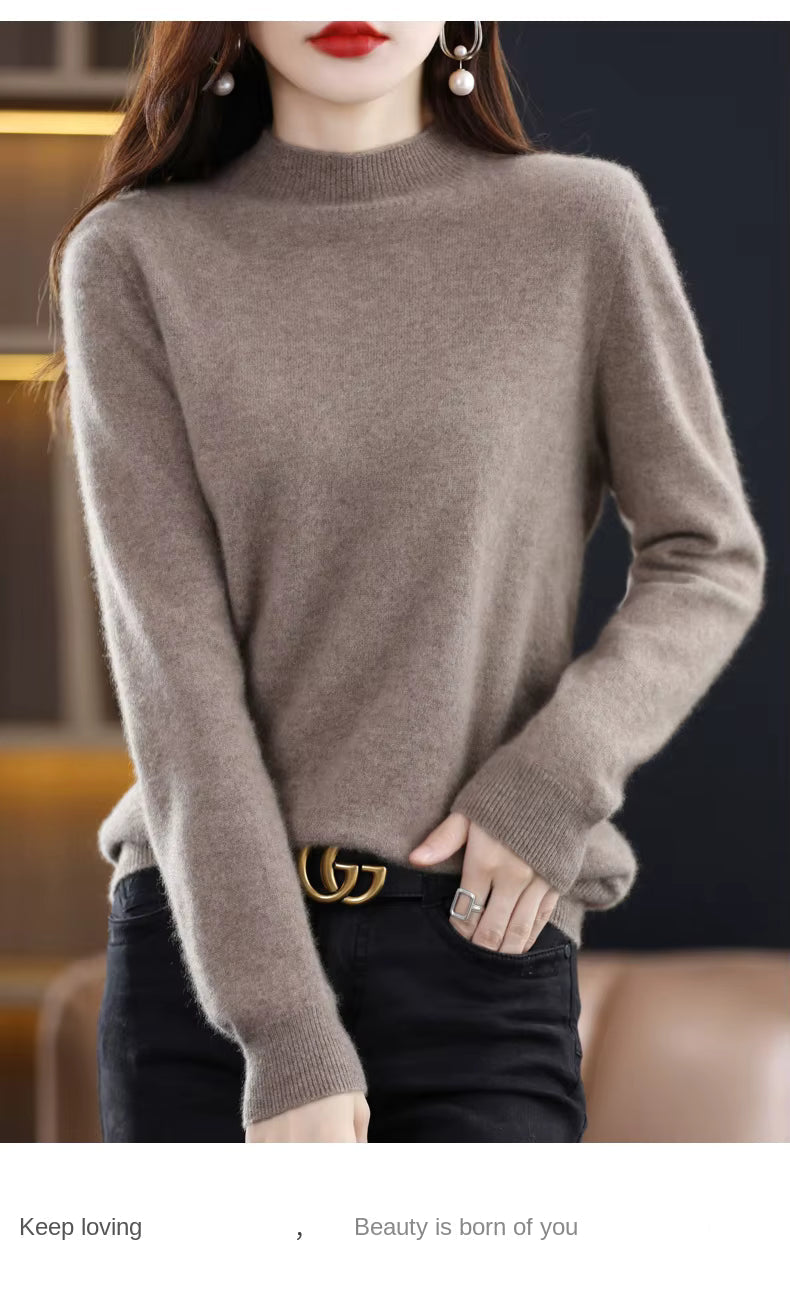 LuxeMerino Women's 100% Pure Wool Sweater for Chillier Days