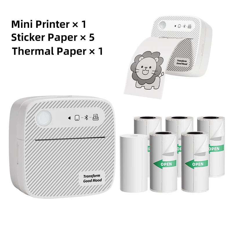 Compact Bluetooth Photo Printer for Stickers & Labels