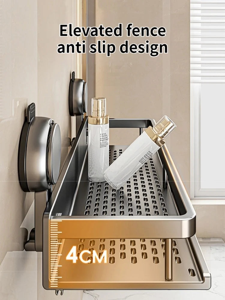 Suction Cup Bathroom Shelf – Easy Installation, No Drilling Needed
