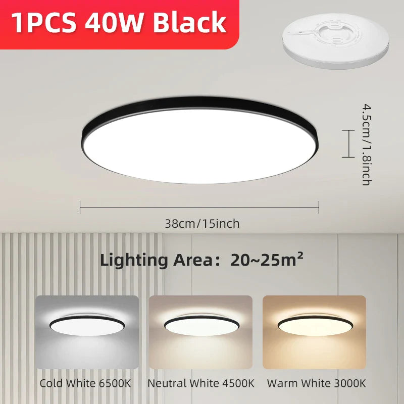 Round Ceiling Light with Motion Sensor - LED Technology for Generous Lighting