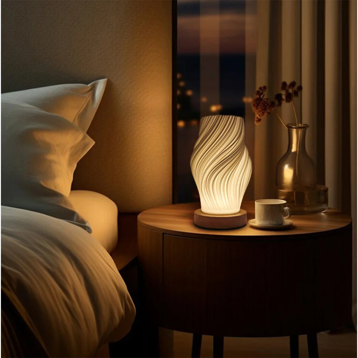 Stylish USB-Powered 3D Pleated Table Lamp with Dimming Feature
