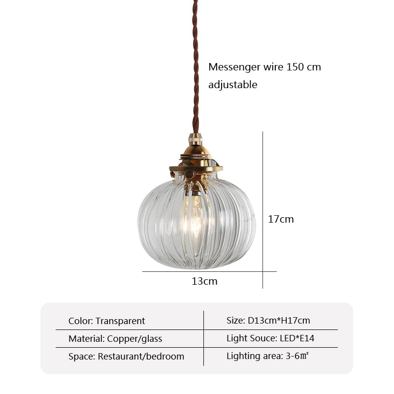 Vintage-Inspired Glass Pendant Light for Compact Areas