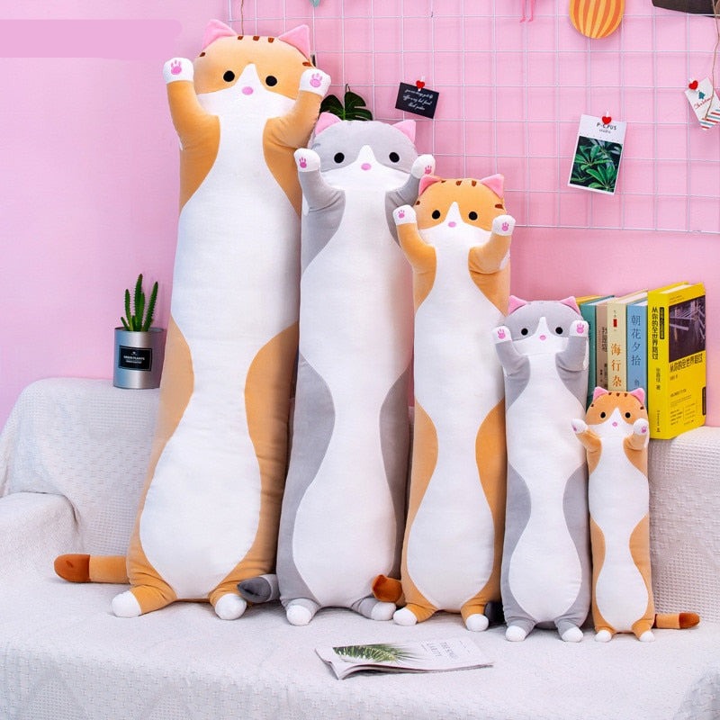 Soft Plush Cat Pillow – Long Design, Multiple Sizes Available