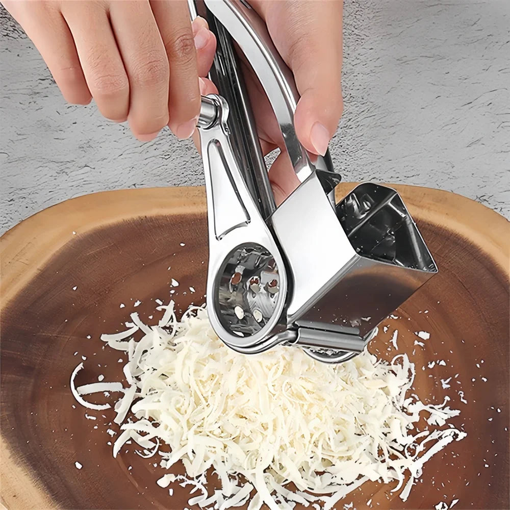 Hand Crank Rotary Grater in Stainless Steel for Cheese and Vegetables