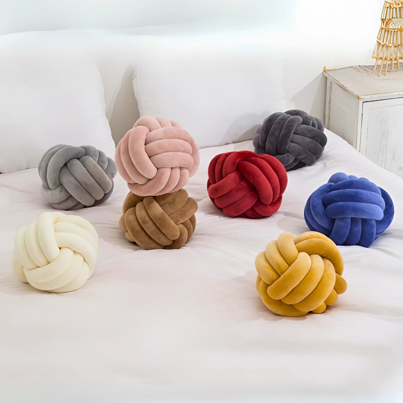 Modern Velvet Cushion with Unique Design | Cozy Scandinavian Knot Pillow