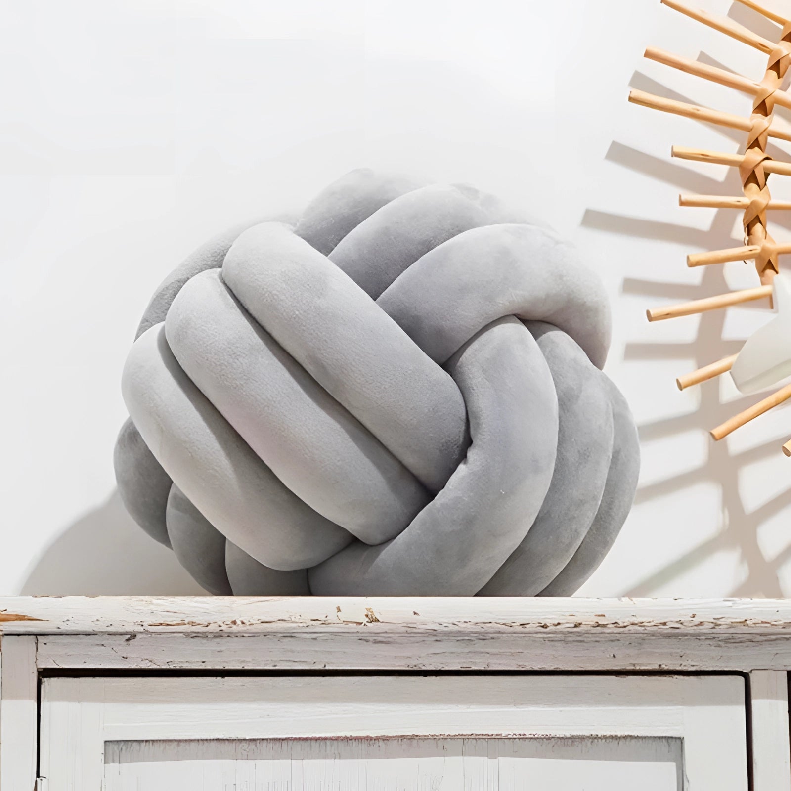 Modern Velvet Cushion with Unique Design | Cozy Scandinavian Knot Pillow