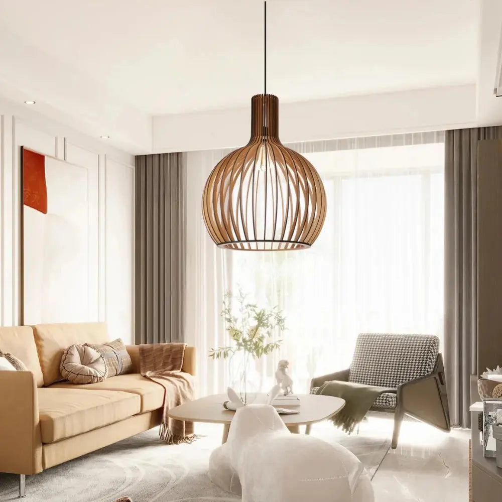 Adjustable Wooden Ceiling Light Fixture for Warm Scandinavian Pendant Lighting