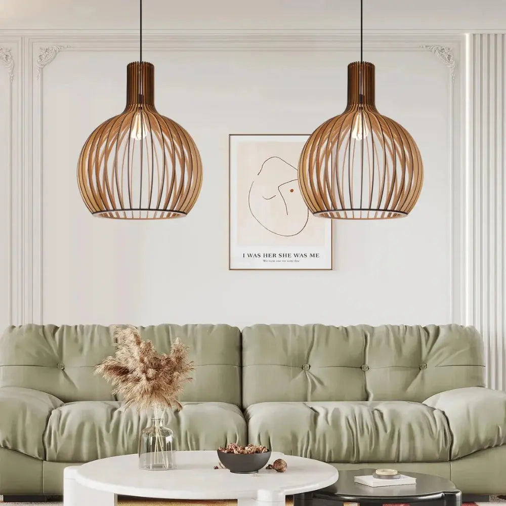 Adjustable Wooden Ceiling Light Fixture for Warm Scandinavian Pendant Lighting