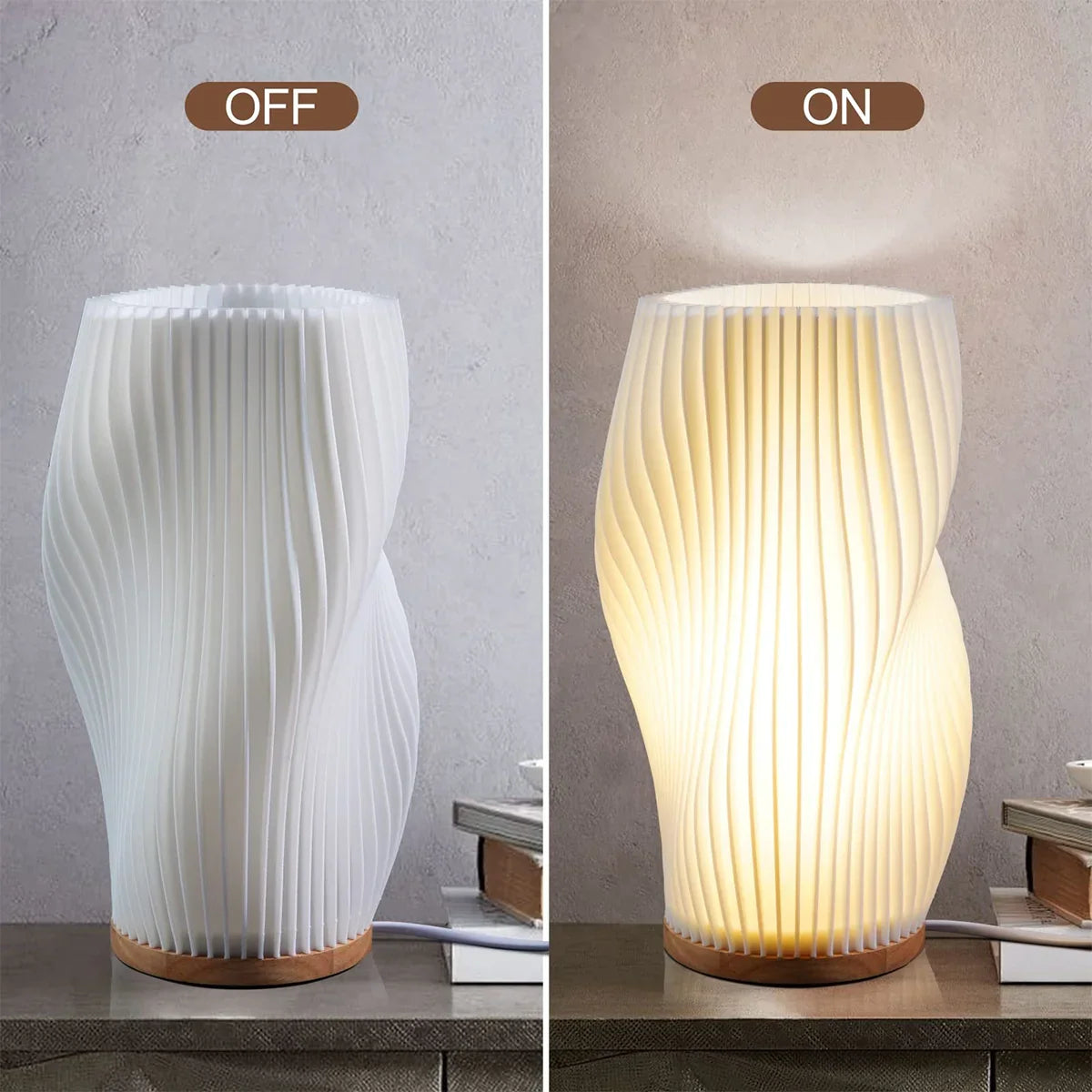 Stylish USB-Powered 3D Pleated Table Lamp with Dimming Feature