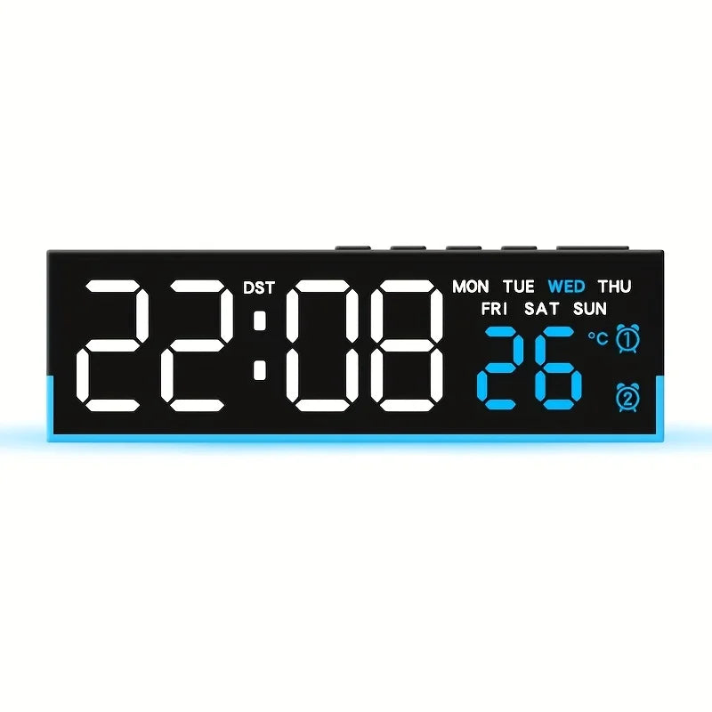 LED Bedside Alarm Clock with Night Light & Dual Time Display