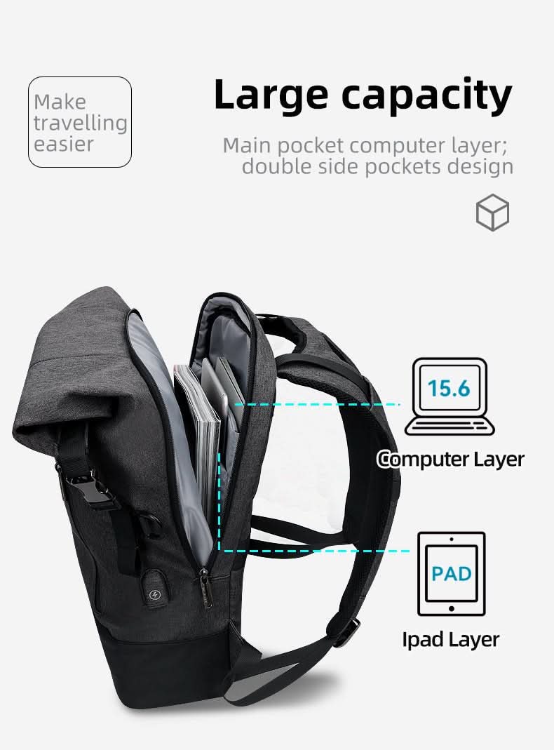 UrbanFlex Expandable Backpack with Charging Port for Adventures