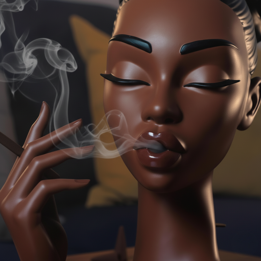 Elegant Black Woman Incense Holder Sculpture – Unique Home Décor for Relaxation
