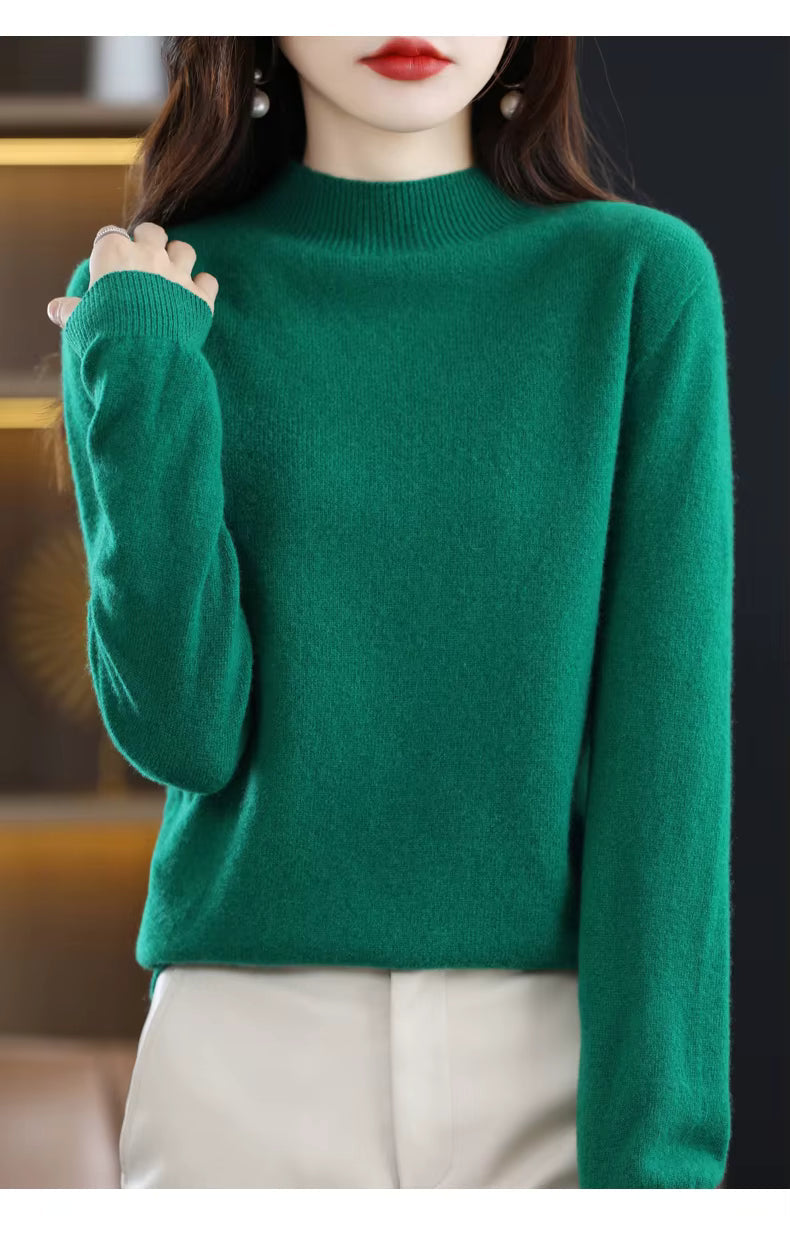 LuxeMerino Women's 100% Pure Wool Sweater for Chillier Days
