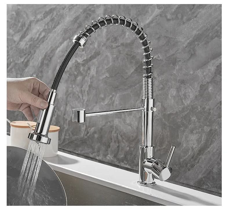 Elegant Duo Spout Kitchen Faucet with Luxe Black and Gold Design