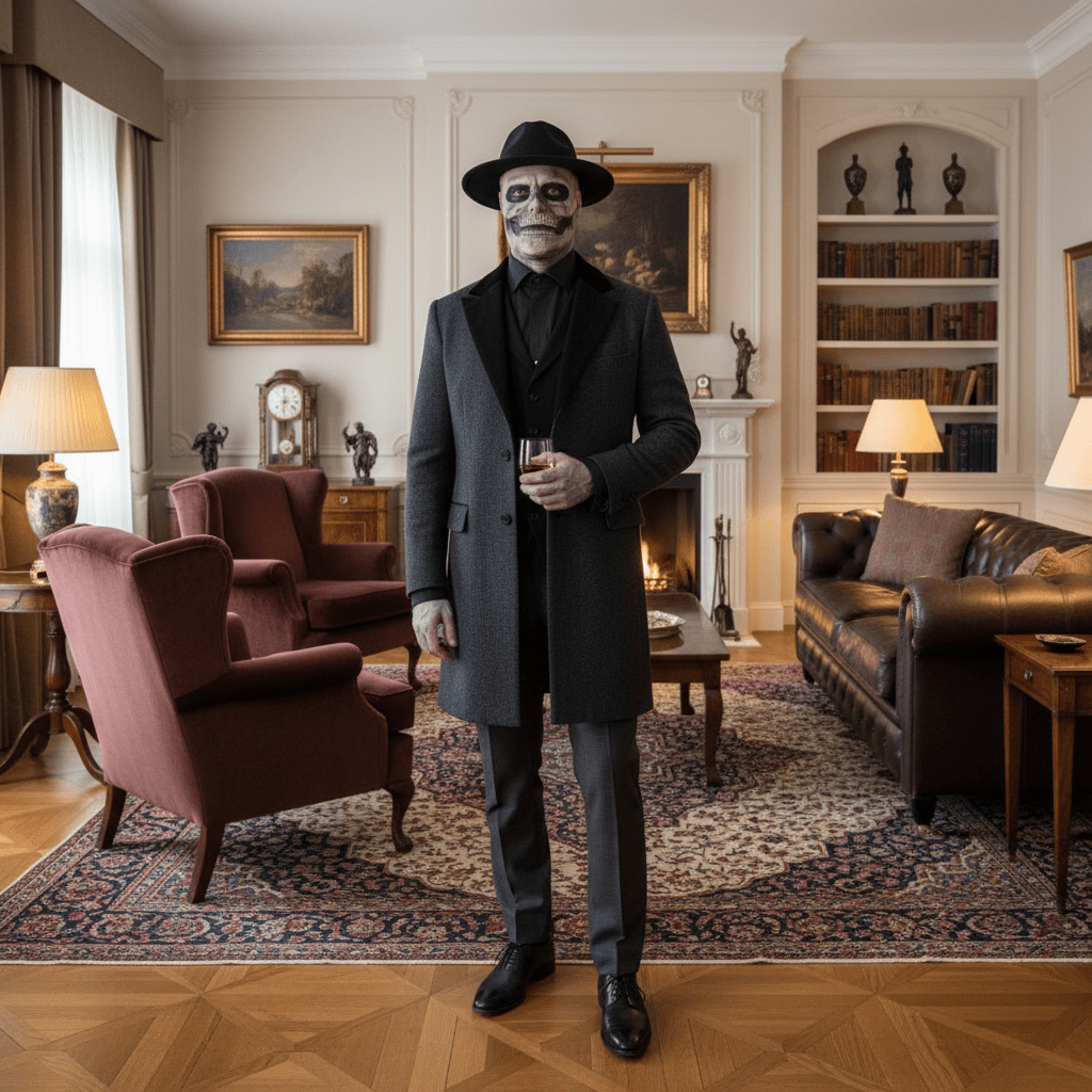 BoneChill Realistic Skull Mask with Hat for Ultimate Halloween Experience