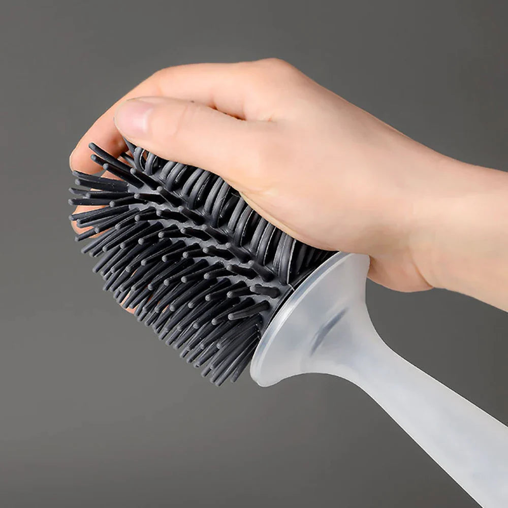 Contact-Free Silicone Toilet Brush with Soap Dispensing Feature