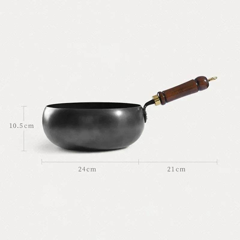 HeritageCraft Hand Forged Cast Iron Skillet with Wooden Handle (24/28 cm)