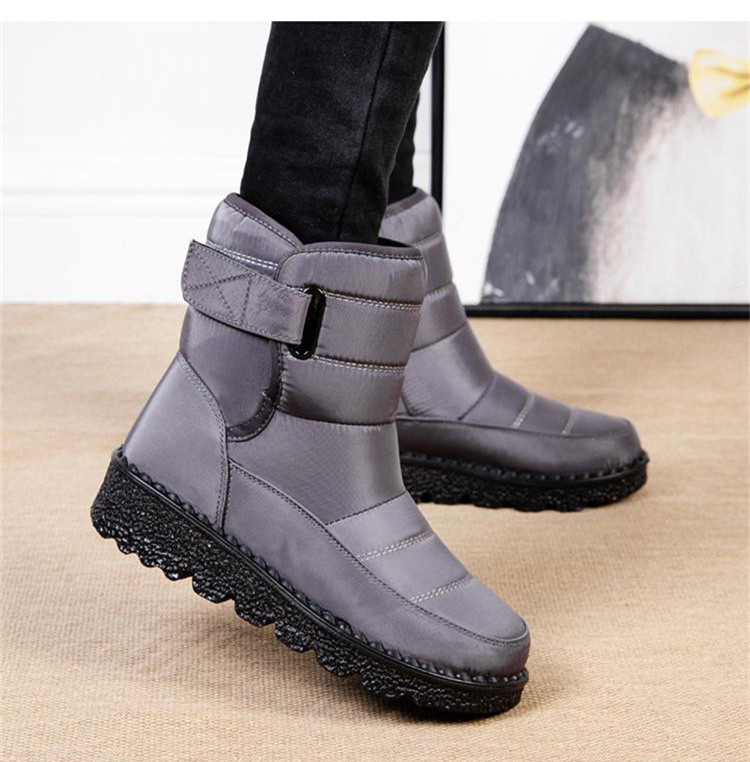 Waterproof Padded Cotton Ankle Boots | Adjustable Strap & Textured Outsole | Comfortable Fit