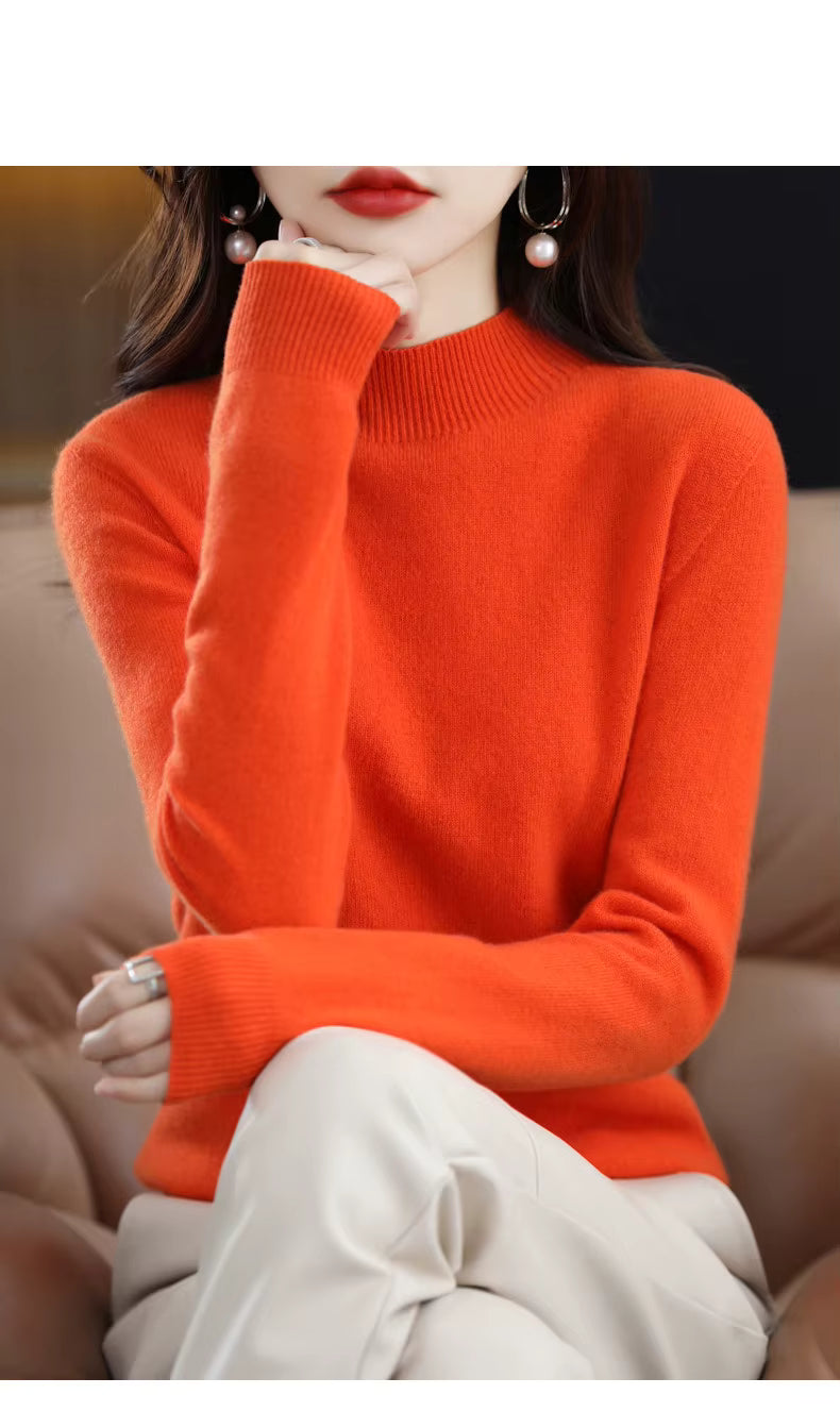LuxeMerino Women's 100% Pure Wool Sweater for Chillier Days