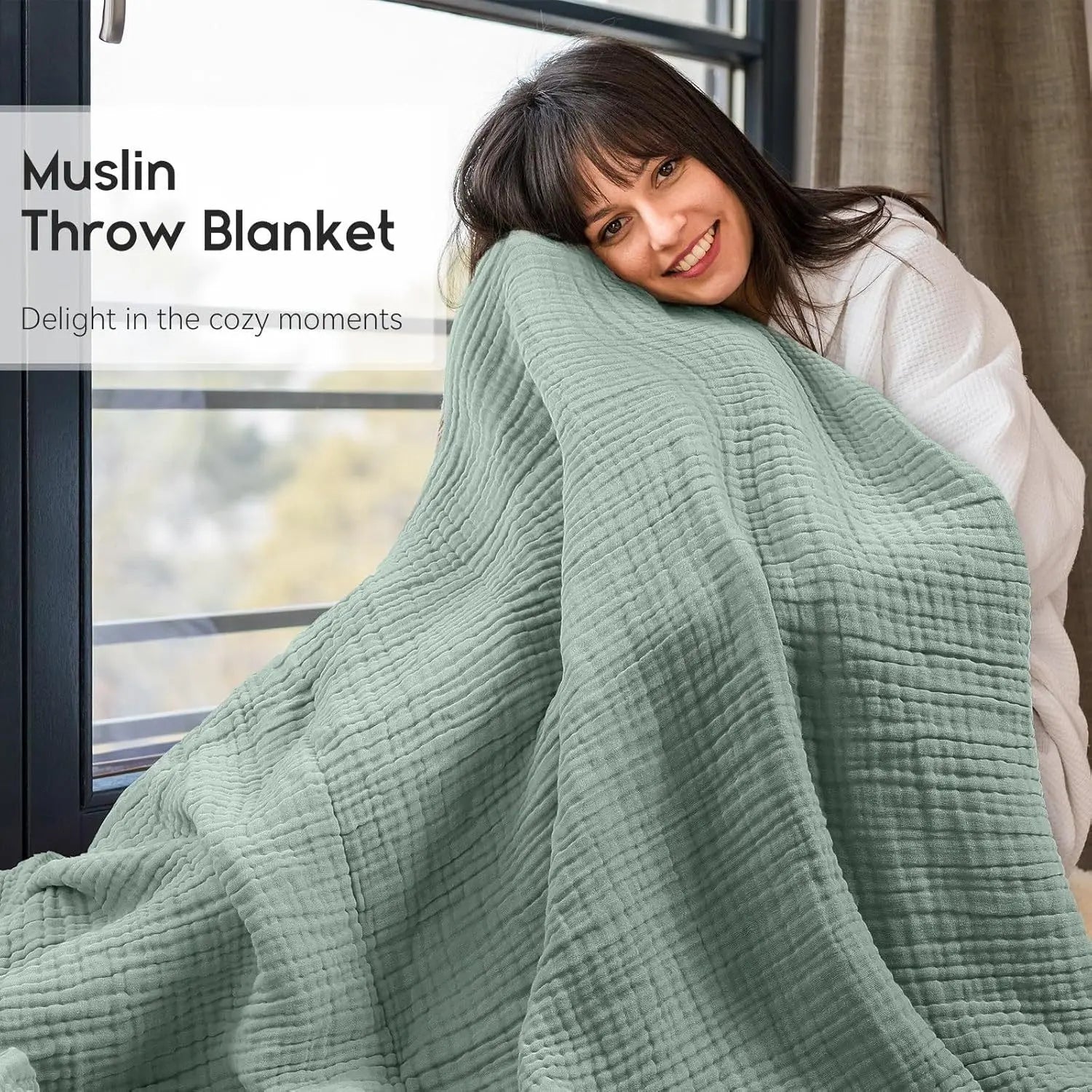 Breathable 6-Layer Cotton Muslin Blanket – Cozy Soft Fabric