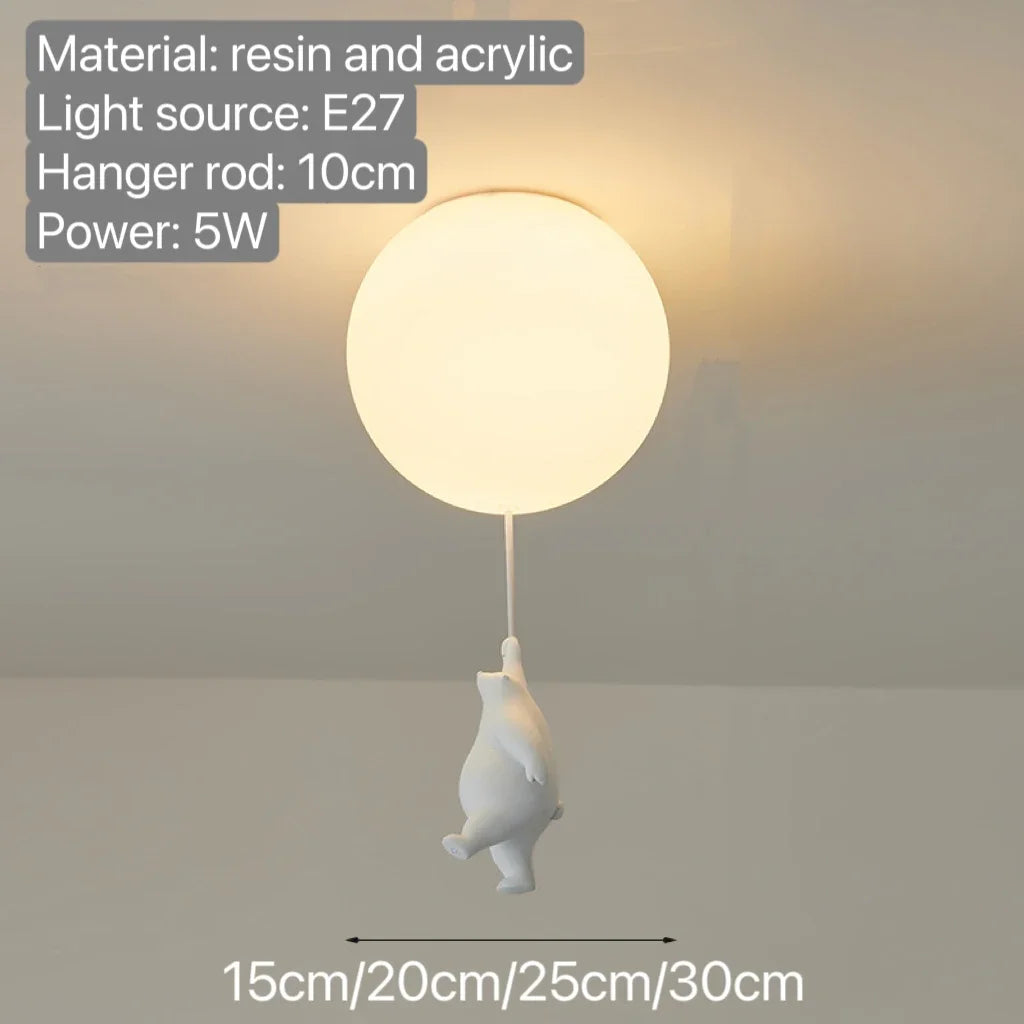 Charming Teddy Bear Balloon Pendant Light for Kids' Rooms